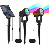 Lampy ogrodowe - 2x Lampa solarna Reflektor ogrodowy LED RGB wbijany na szpikulec SuperLED - miniaturka - grafika 1