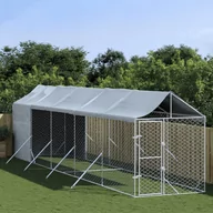 Sprzęt podróżny i transportery dla psów - vidaXL Kojec dla psa, z dachem, srebrny, 2x10x2,5m, stal galwanizowana - miniaturka - grafika 1