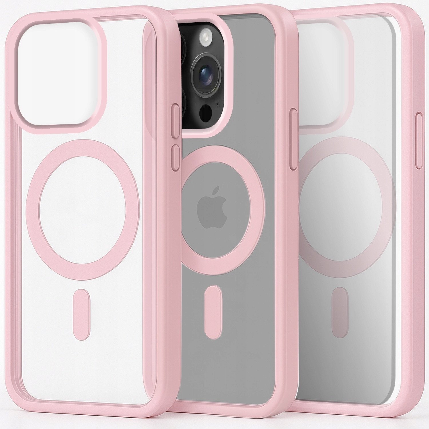 Etui do Apple iPhone 16 Pro Do Magsafe, Przezroczyste, Jasnoróżowe Szkło