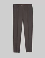 Spodnie męskie - spodnie do zestawu dasa brąz w kratę slim fit - miniaturka - grafika 1