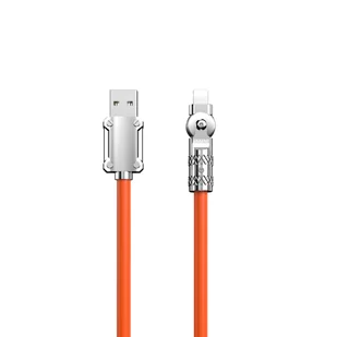 Mocny kabel kątowy do iPhone USB-A - Lightning 30W 1m rotacja 180 pomarańczowy - Kable USB - miniaturka - grafika 1