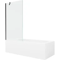Wanny - Mexen Vega wanna prostokątna 160 x 70 cm z obudową i parawanem 1-skrzydłowym 90 cm, transparent, czarny - miniaturka - grafika 1