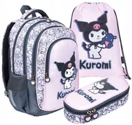 Plecaki worki - Kuromi Zestaw Plecak Szkolny Czterokomorowy+piórnik+worek Kuromi PINK-4158 - miniaturka - grafika 1