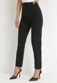 Spodnie damskie - Czarne Spodnie Cygaretki High Waist Caphe - miniaturka - grafika 1