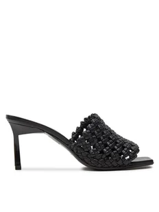 Calvin Klein Klapki Heel Mule Sandal 70 Latt HW0HW02144 Czarny - Klapki i japonki damskie - miniaturka - grafika 1