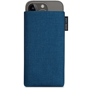 Adore June Classic Ocean Blue etui kompatybilne z iPhone 14 i iPhone 14 Pro, etui na telefon komórkowy z wytrzymałego materiału Cordura z efektem czyszczenia wyświetlacza, wyprodukowano w Europie - Etui i futerały do telefonów - miniaturka - grafika 1