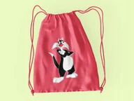 Torby szkolne - WOREK DO SZKOŁY WF/BUTY KOT SYLWESTER+ IMIĘ - miniaturka - grafika 1