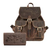 Plecaki - Zestaw prezentowy plecaczek damski i portfel damski paolo peruzzi zup-26-br - miniaturka - grafika 1