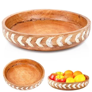 MISKA DREWNIANA DO SERWOWANIA PRZEKĄSEK SAŁATEK NA OWOCE 30.5CM 2.5L VILDE 259690 - Miski i półmiski - miniaturka - grafika 1