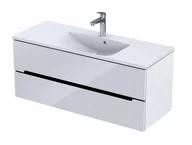 Szafki łazienkowe - Oristo Szafka wisząca podumywalkowa SILVER UNI 120 cm, BIAŁY POŁYSK, LISTWA CZARNY OR33-SD2S-120-1-V6 - miniaturka - grafika 1