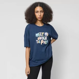 Damski t-shirt oversize z nadrukiem Outhorn OTHWSS24TTSHF1512 - granatowy - Koszulki sportowe damskie - miniaturka - grafika 1