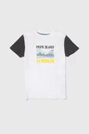 Koszulki dla chłopców - Pepe Jeans t-shirt bawełniany dziecięcy RICK kolor biały z nadrukiem - miniaturka - grafika 1
