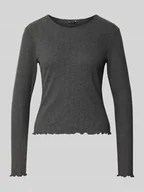 Bluzki damskie - Bluzka z długim rękawem o kroju slim fit z czystej bawełny model ‘CARLOTTA’ - miniaturka - grafika 1