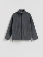 Bluzy męskie - Reserved - Polarowa bluza ze stójką - ciemnoszary - miniaturka - grafika 1