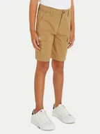 Spodenki damskie - Tommy Hilfiger Szorty materiałowe KB0KB08799 Beżowy Straight Fit - miniaturka - grafika 1