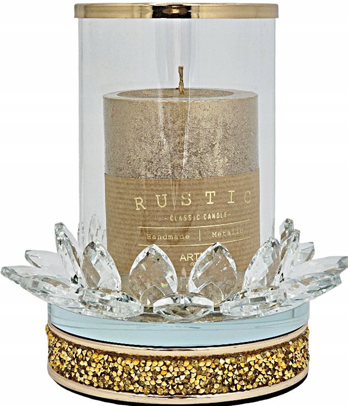 ŚWIECZNIK LAMPION GLAMOUR LOTOS ZŁOTY 23038