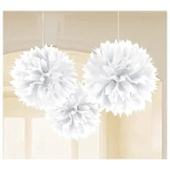 Gadżety na imprezę - Amscan 3 Pompony 40,6 cm bialy 18055-08-55 - miniaturka - grafika 1