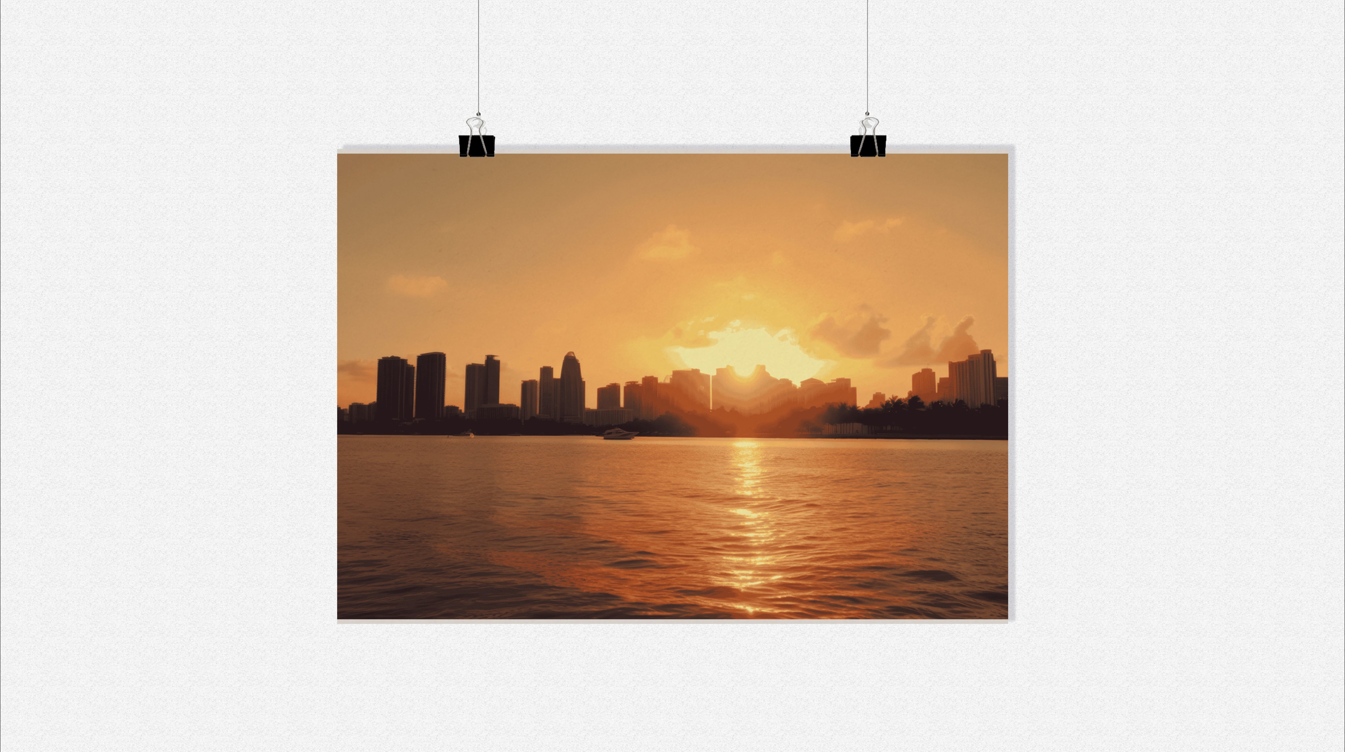 Plakat Miami Beach - Plakat Skyline - Dekoracja ścienna - 71x51cm - Idealny do oprawienia w ramkę