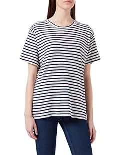 LTB Jeans Kaloga damska koszulka, beżowe, granatowe paski 12794, XXL - Koszulki i topy damskie - miniaturka - grafika 1