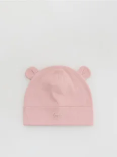 Reserved - Bawełniana czapka z uszkami - pastelowy róż - Czapki damskie - miniaturka - grafika 1
