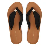 Klapki i japonki damskie - Japonki Tommy Hilfiger Th Ltr Footbed Summer Sandal FW0FW09194 Czarny - miniaturka - grafika 1