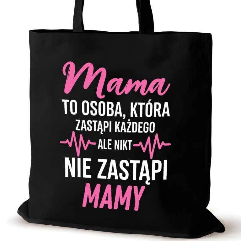 Torba bawełniana dla MAMY na ramię czarna śmieszna walentynki duża