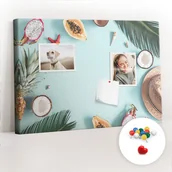 Tablice i flipcharty - Szkolna Tablica korkowa 60x40 cm, Kolorowe Pinezki, wzór Letnia kompozycja - miniaturka - grafika 1