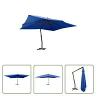 Parasole ogrodowe - The Living Store Wiszący parasol z drewnianym słupkiem - 400x300 cm - niebieski - Parasol Wiszący - miniaturka - grafika 1