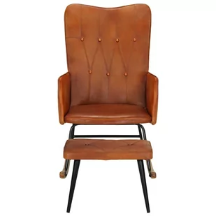 Fotel bujany z podnóżkiem, jasnobrązowy, skóra naturalna Lumarko - Fotele - miniaturka - grafika 3