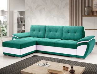 Wygodny narożnik z funkcją spania turkusowy ENZO z pojemnikiem na pościel. - Narożniki Wygodny narożnik z funkcją spania turkusowy ENZO z pojemnikiem na pościel. - Narożniki - miniaturka - grafika 1