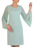 Sukienki - Miętowa sukienka z ozdobnymi, plisowanymi rękawami 29236 - ModBiS - miniaturka - grafika 1