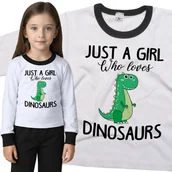 Piżamy dla dziewczynek - Piżama dziecięca Dziewczyna Która Kocha Dinozaury 110/116 - VoloDonum - miniaturka - grafika 1