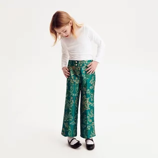 Spodnie i spodenki dla dziewczynek - Reserved - Żakardowe spodnie w kant - Zielony - grafika 1