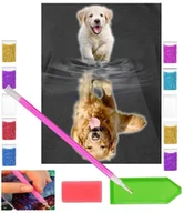 Zabawki kreatywne - Haft diamentowy PSIE ODBICIE LUSTRZANE pies psy 30x40 OBRAZ duży zabawki kreatywne plastyczne - miniaturka - grafika 1