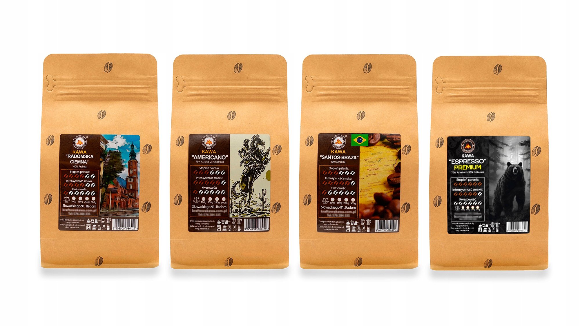 Kawa Mielona Zestaw Degustacyjny 4x200g Naturalna Kraftowa Kawa