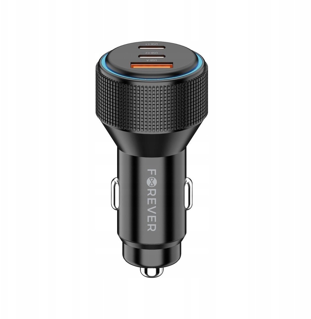 Forever ładowarka samochodowa PD QC CC-07-66ACC 1x USB-A 2x USB-C 66W czarna