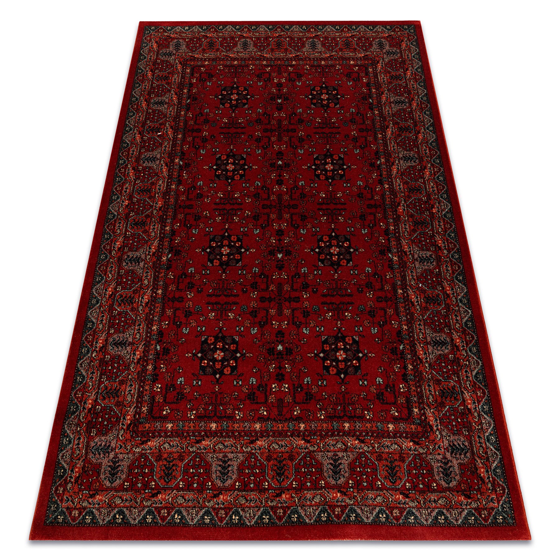 Dywan wełniany KASHQAI 4302 300 Kwiaty, ramka bordo czerwony 160x240 cm