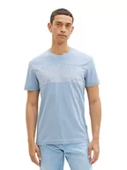 Koszulki męskie - TOM TAILOR Męski T-shirt z nadrukiem palm, 26320 - Stonington Blue, XL - miniaturka - grafika 1