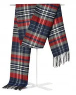 Apaszki i szaliki męskie - Szal Szalik Męski Zimowy Ciepły Granatowo - Czerwono - Szary W Kratkę - miniaturka - grafika 1