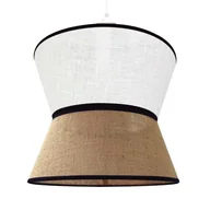 Lampy sufitowe - Surco ręcznie wykonana biała lampa sufitowa w naturalnym stylu z białym lnianym abażurem i brązową torbą ø35 cm - miniaturka - grafika 1
