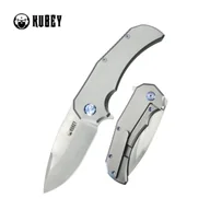 Noże - Nóż składany Kubey Bravo One Drop Point Grey Titanium, Satin M390 by Mikkel Willumsen (KB367A) - miniaturka - grafika 1