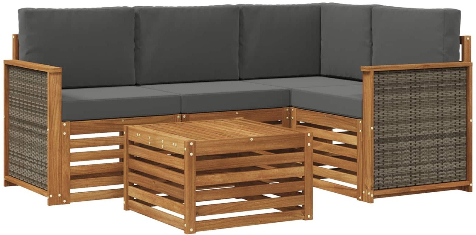 vidaXL Zestaw sof na zewnątrz 5 pcs Naturalny i Antracytowy