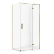 Kabiny prysznicowe - Kabina prysznicowa Cersanit Jota 100x80x195 prostokątna złoty transparentne z brodzikiem tako slim 4cm biały S601-382 - miniaturka - grafika 1