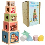 Zabawki interaktywne dla dzieci - MERKAN Wieża Piramidka Sorter Kształtów Piramida Ze Zwierzątkami - miniaturka - grafika 1