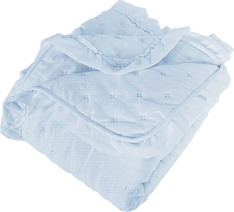 Narzuta na łóżko dekoracyjna z falbanką Werona 200x220 baby blue