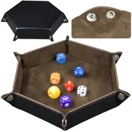 Gry planszowe - Tacka na Kości Brązowa Coffee Sześciokątna Hex Dice Tray RPG gry planszowe - miniaturka - grafika 1