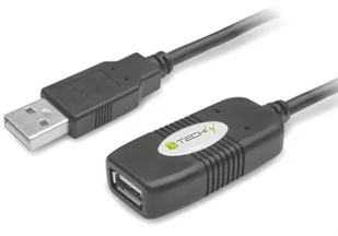 Techly Kabel USB Przedłużacz USB 2.0 aktywny USB A/USB A M/F 10m czarny 23646 - Kable komputerowe i do monitorów - miniaturka - grafika 1