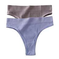 Majtki damskie - Stringi z wysokim stanem 2 szt. - Niebieski + szary L/XL - miniaturka - grafika 1
