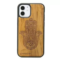 Etui i futerały do telefonów - Drewniane Etui na iPhone 12 Mini HAMSA IMBUIA - miniaturka - grafika 1