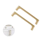 Zawiasy, okucia i inne akcesoria - Dwa uchwyty do szafek kuchennych ze szczotkowanego mosiądzu, rozstaw osi 128 mm, uchwyty w stylu europejskim, uchwyty ze stopu cynku (śruby w zestawi - miniaturka - grafika 1